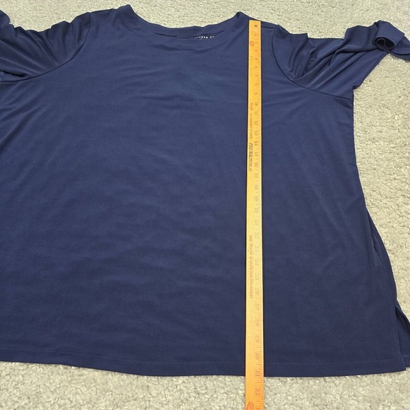 Susan Graver Top Women 4X Tunic Blue Liquid‎ Knit 3/4 Sleeve Mature Career - Picture 9 of 11